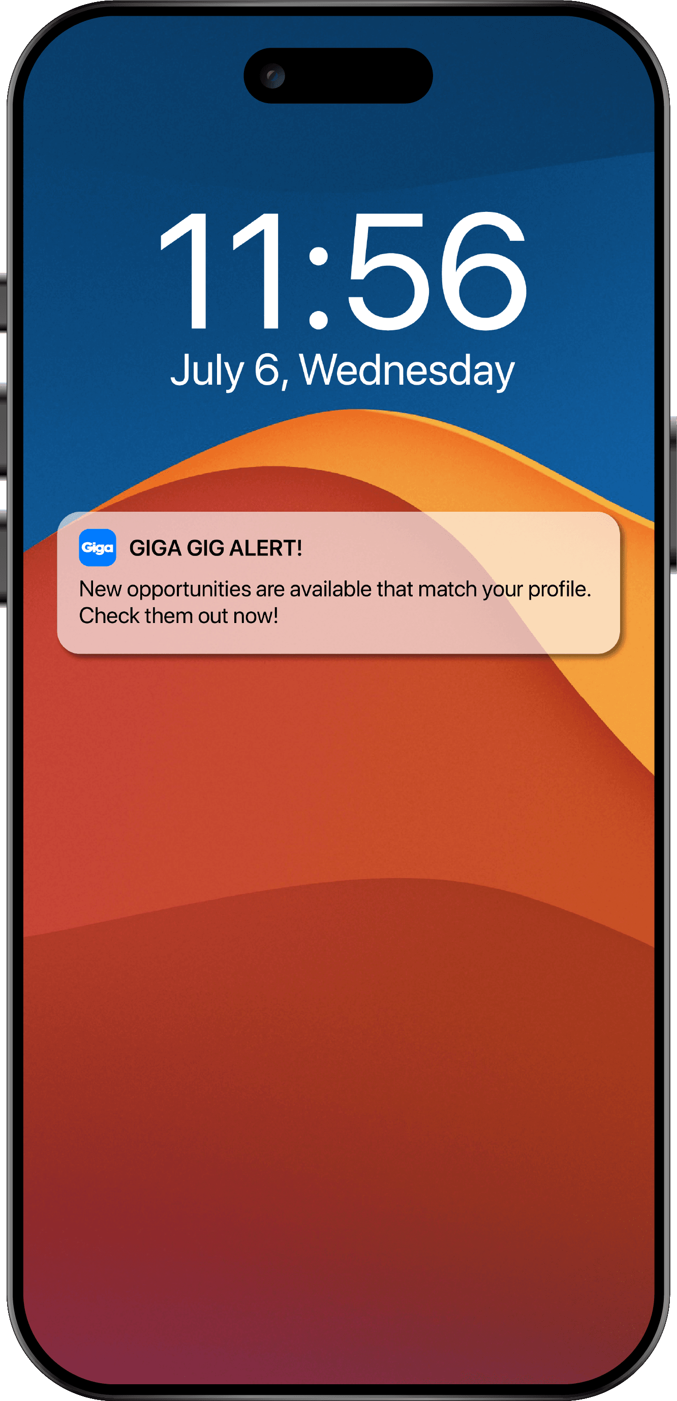 GiGa mobile app profile setup screen