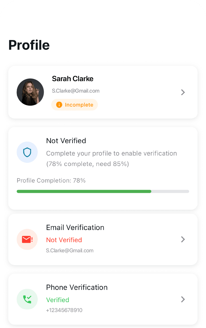 Create profile app screen