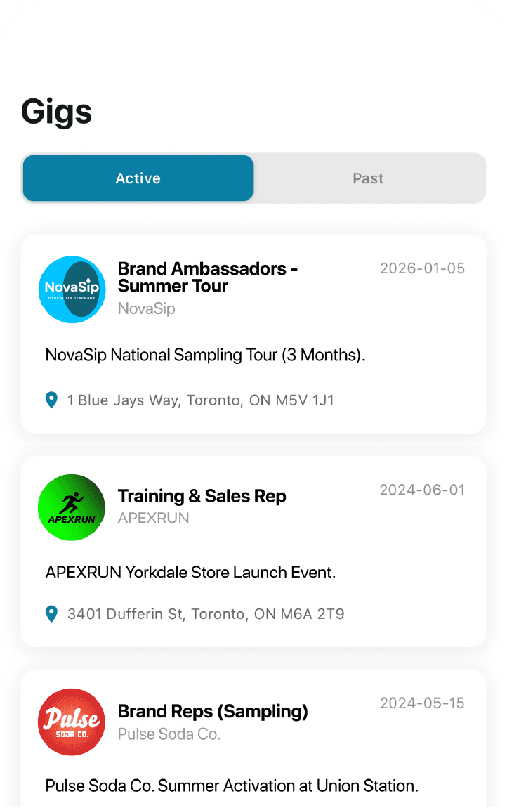 Apply to gig app screen